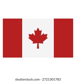 Bandeira canadense ilustrada em vetor sobre fundo branco