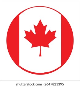 Canadian Flag Illustration – Red Maple Leaf with Vertical Bars on White Background for National Identity, Canada Day, and Patriotic Design Projects