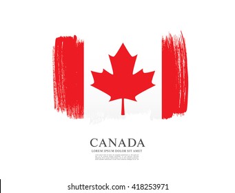 Canadian flag made in brush stroke background