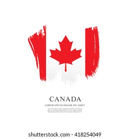 Canadian flag made in brush stroke background