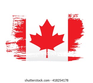 Canadian flag made in brush stroke background