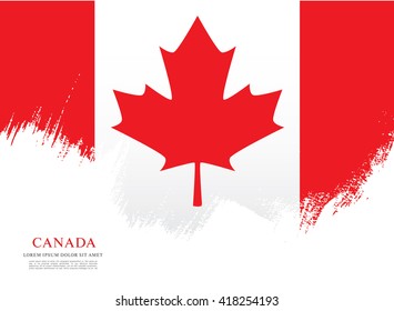 Canadian flag made in brush stroke background