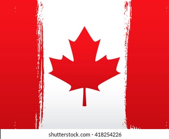 Canadian flag made in brush stroke background