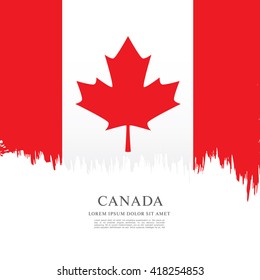 Canadian flag made in brush stroke background