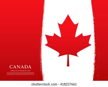 Canadian flag made in brush stroke background