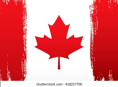 Canadian flag made in brush stroke background