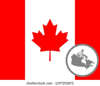Canadian flag and map