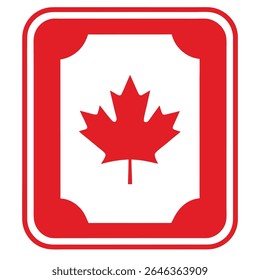 Canadian flag maple leaf emblem in a red and white frame