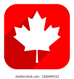 Canadian flag The Maple Leaf symbol with gray drop shadow on red square shape in flat style. This design graphic element is saved as a vector illustration in the EPS file format.