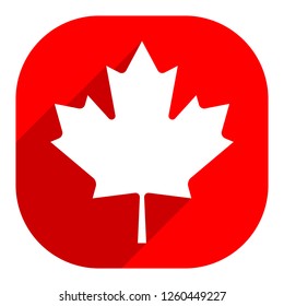 Canadian flag The Maple Leaf symbol with gray drop shadow on red square shape in flat style. This design graphic element is saved as a vector illustration in the EPS file format.