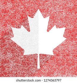 Canadian flag The Maple Leaf symbol with long shadow on square designed in flat style with used paint texture. This design graphic element is saved as a vector illustration in the EPS file format.