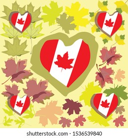 Canadian flag and maple leaves