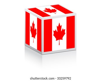 Bandera canadiense en ilustración de vector de caja
