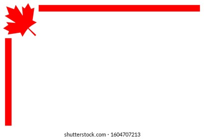 Canadian flag red leaf corner border frame with empty space for your text.