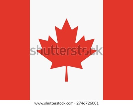 Canadian flag with red maple leaf and white and red stripes canada