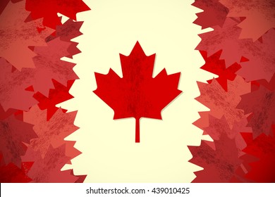 Canadian flag with red maple leaves vector illustration