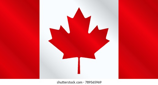 The Canadian flag in red and white gloss