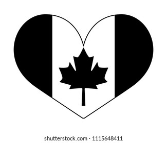 canadian flag with shape heart icon