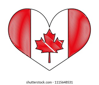 canadian flag with shape heart icon