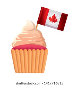 canadian flag with sweet cupcake