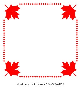 Canadian flag symbolism red leaf border frame with empty space for your text.
