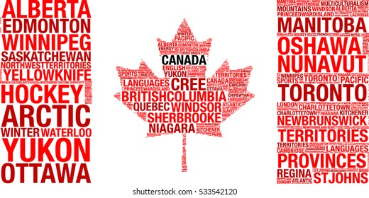 Canadian flag tagcloud vector illustration