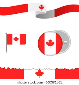 Canadian flag themed different design elements