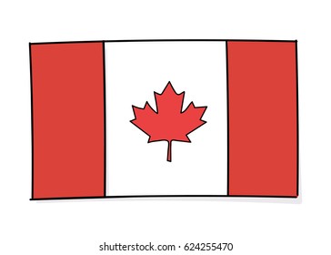 Canadian flag. Vector doodle illustration