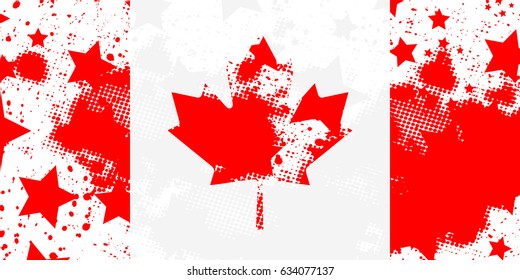 Canadian flag. Vector grunge flag. 