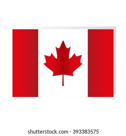 Canadian flag, vector illustration, with shadow