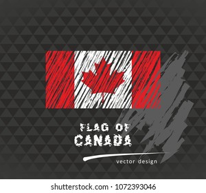 Canadian flag, vector sketch hand drawn illustration on dark grunge background