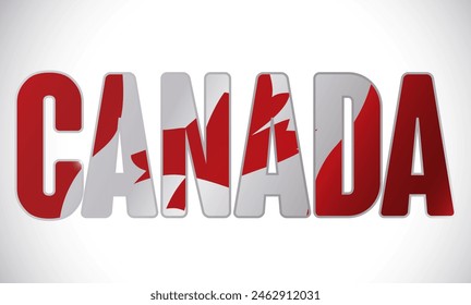 Bandera canadiense ondeando en efecto de doble exposición con la palabra Canadá en primer plano.