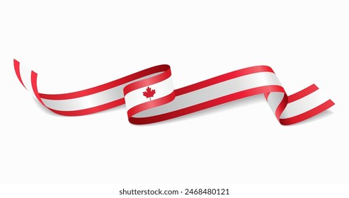 Fondo abstracto ondulado de la bandera canadiense. Ilustración vectorial.