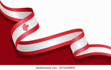 Canadian flag wavy abstract background. Vector illustration.