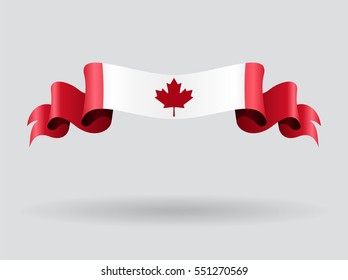 Canadian flag wavy abstract background. Vector illustration.