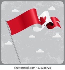 Canadian flag wavy abstract background. Vector illustration.