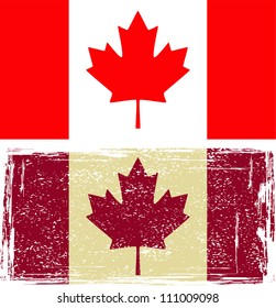 Canadian flags. Grunge effect can be cleaned easily.