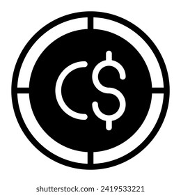 canadian flat coin icon. vector illustration of symbol money vector icon for web design, app mobile and software interfaces.  isolated on white background