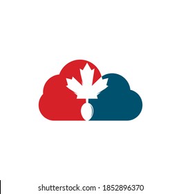 Canadian food cloud shape concept logo concept design. Canadian food restaurant logo concept. Maple leaf and fork icon