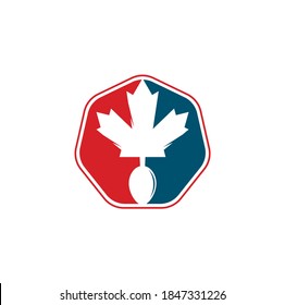 Canadian food logo concept design. Canadian food restaurant logo concept. Maple leaf and fork icon