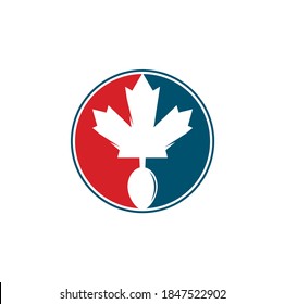 Canadian food logo concept design. Canadian food restaurant logo concept. Maple leaf and fork icon