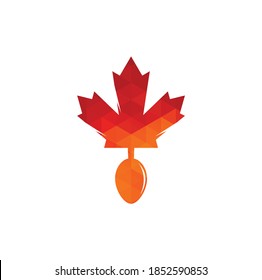 Canadian food logo concept design. Canadian food restaurant logo concept. Maple leaf and fork icon