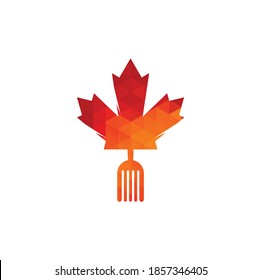 Canadian food logo concept design. Canadian food restaurant logo concept. Maple leaf and fork icon