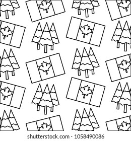canadian forest pine and flag with maple leaf pattern