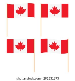 Canadian hand flags set isolated on white background. Vector illustration.