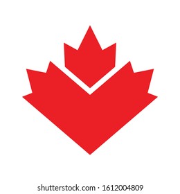 Canadian Heart creative logo vector from red maple leaf flag