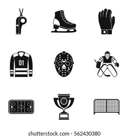 Canadian hockey icons set. Simple illustration of 9 canadian hockey vector icons for web