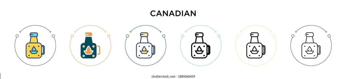 Canadian icon in filled, thin line, outline and stroke style. Vector illustration of two colored and black canadian vector icons designs can be used for mobile, ui, web