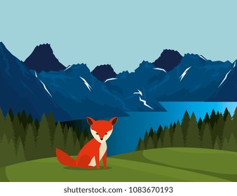 canadian landscape with fox scene