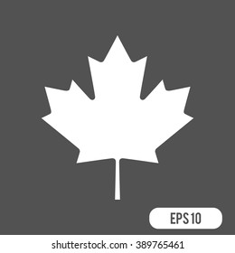 Canadian Leaf Icon  Isolated on White Background. Black silhouette